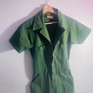 SHORT SLEEVE JUMPSUIT - DARK EMERALD GREEN (size SMALL)